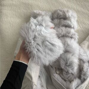 Luxurious Faux Fur head hat piece in Light Gray